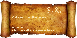 Vukovits Kálmán névjegykártya